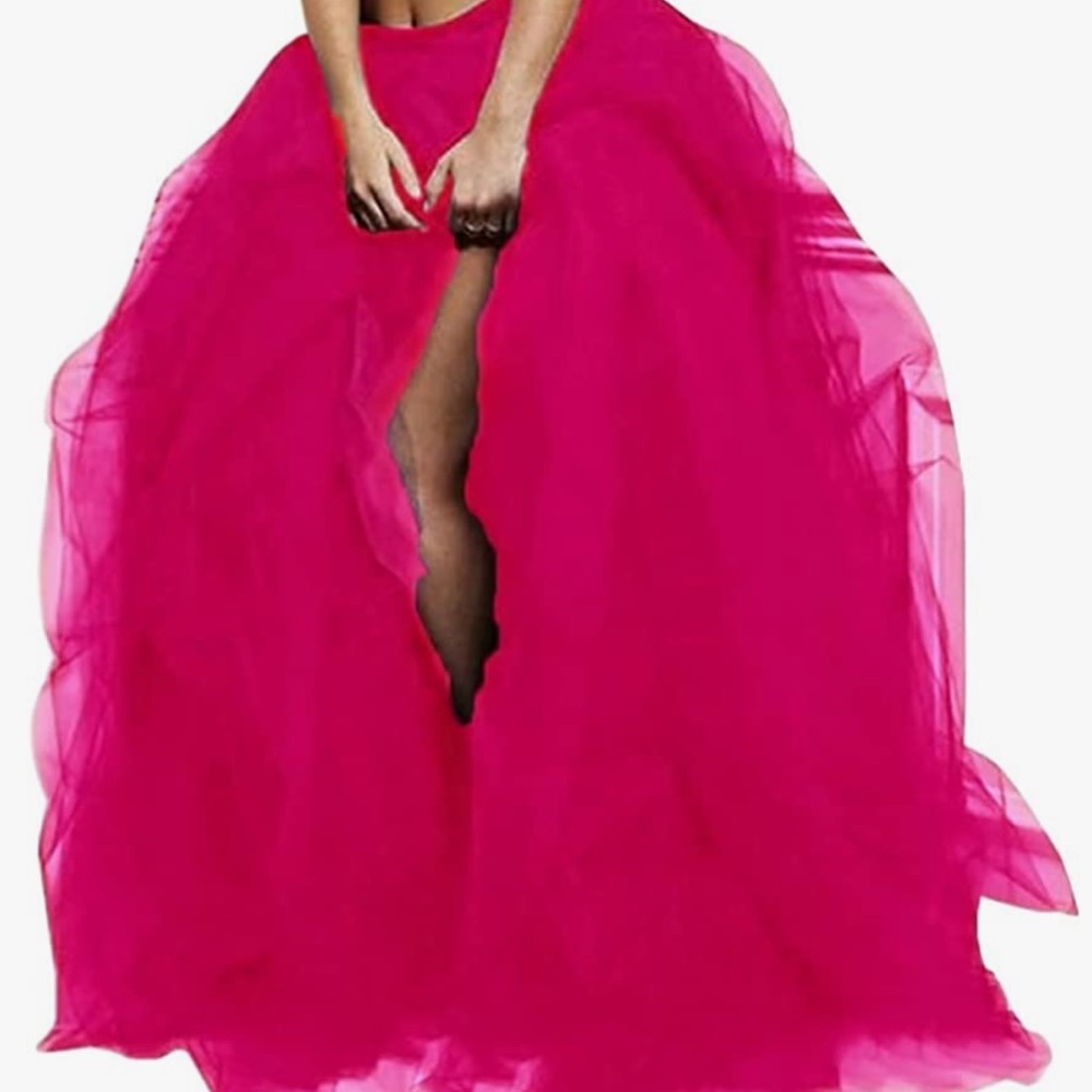 Maxi ruffled tulle skirt